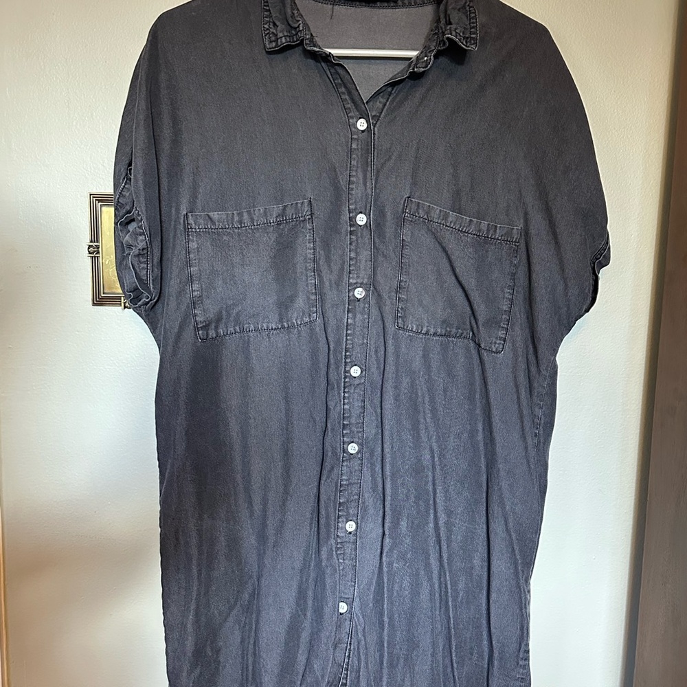 Women’s Grey Button-down Shirt-dress
